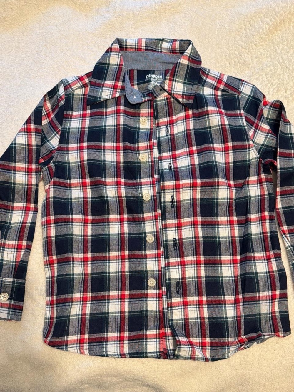 OshKosh B'gosh Navy, Red & White Plaid Button-Down Shirt